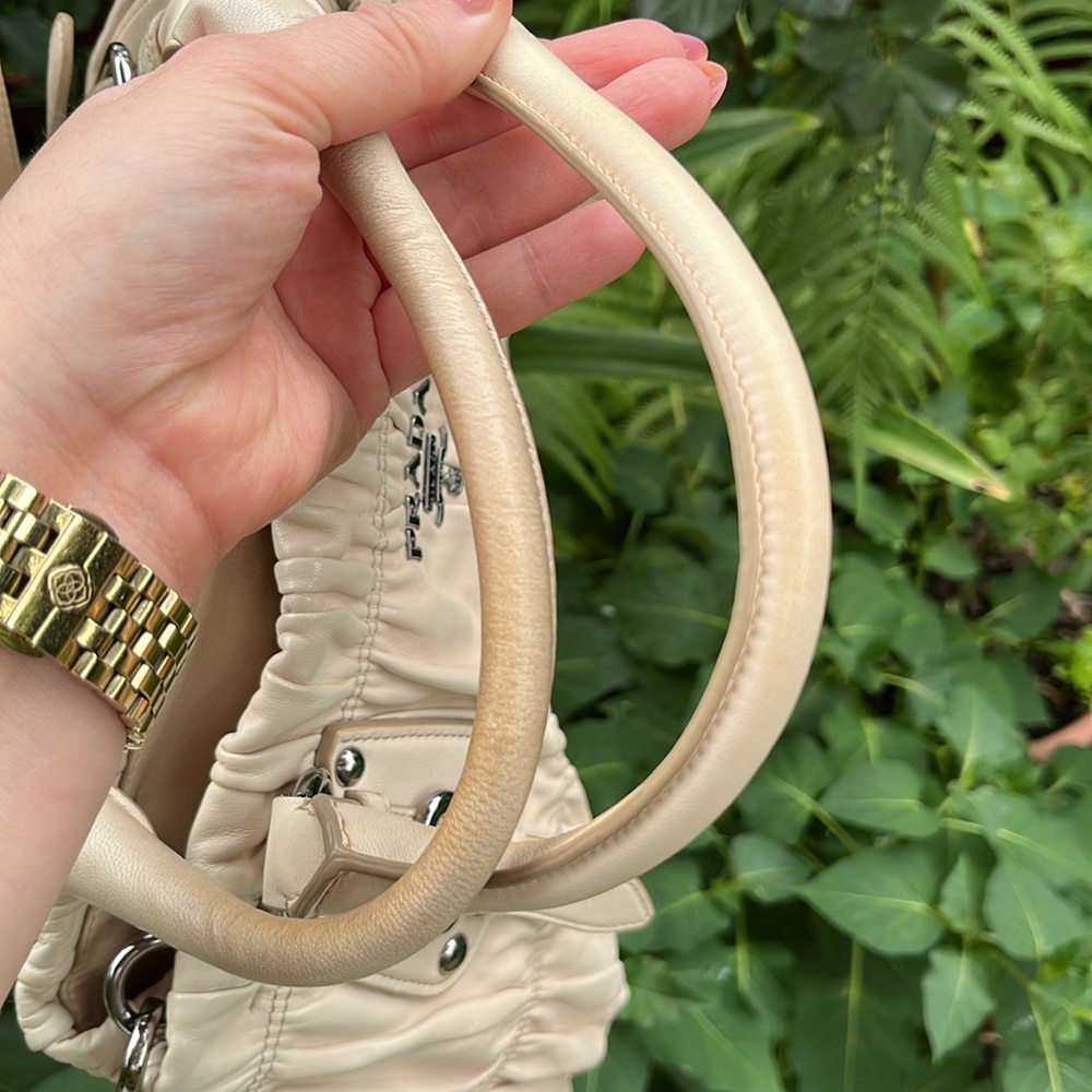 Pre-loved Prada Nappa Gaufre’ ECRU’ Satchel Two Way Bag - Picture 14 of 17